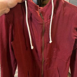 AMPERSAND AVE Maroon Hoodie with Cream Drawstrings